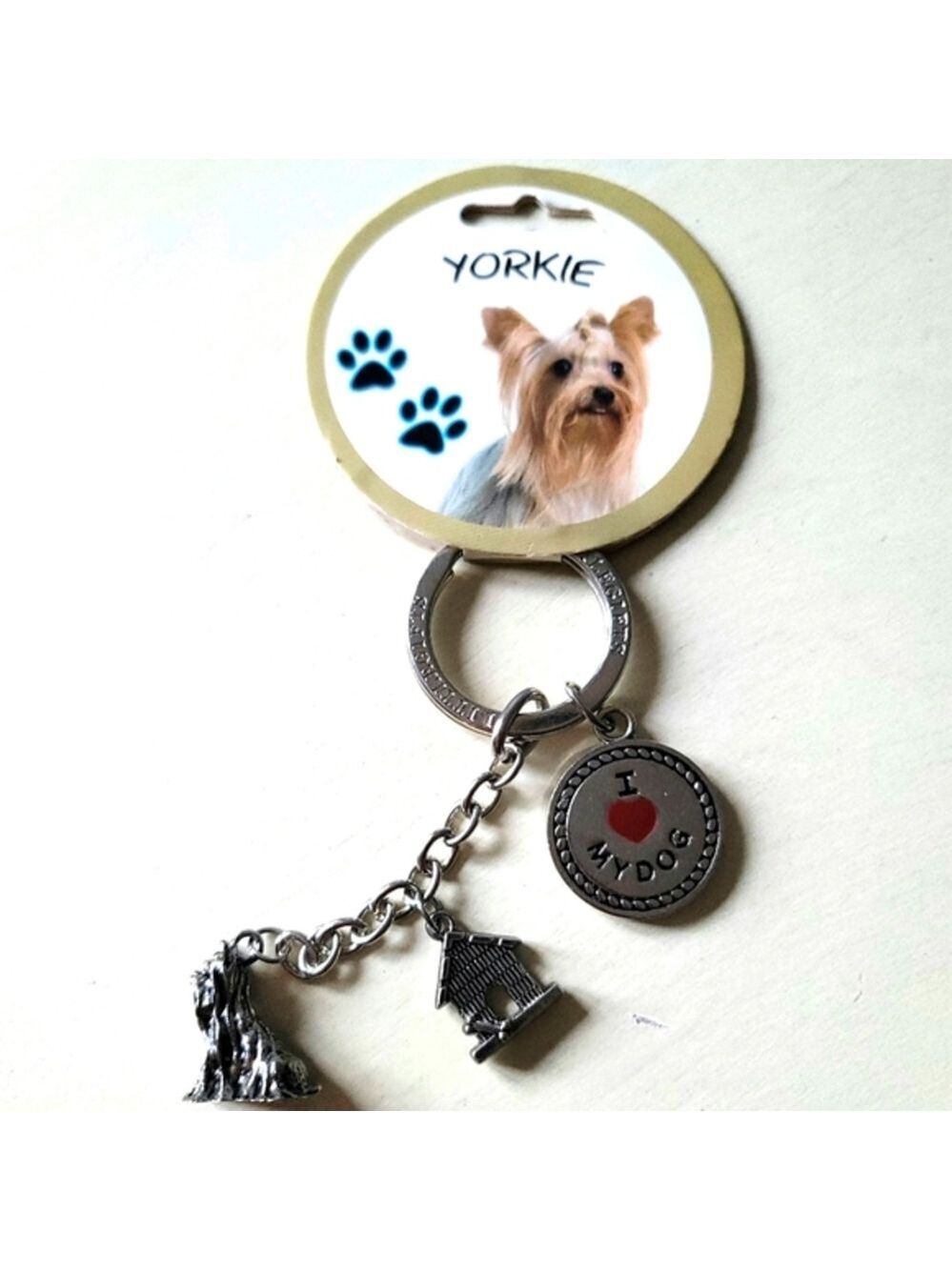 NWT Little Gifts Yorkshire Terrier Key Ring with Pewter Charms